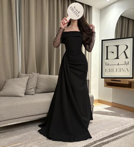 فستان الكماف اكمام اسود