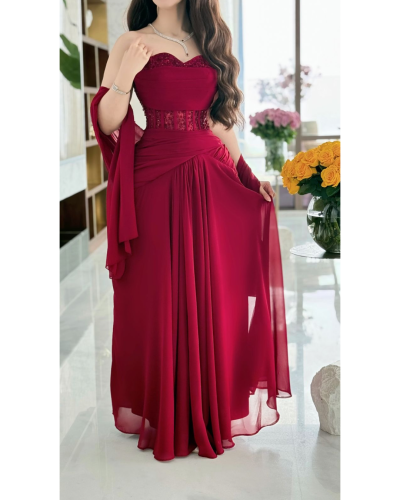 فستان ايلاري عنابي