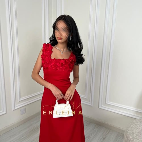 فستان فلور احمر