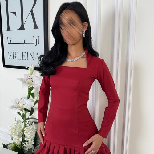 فستان منالا عودي اكمام