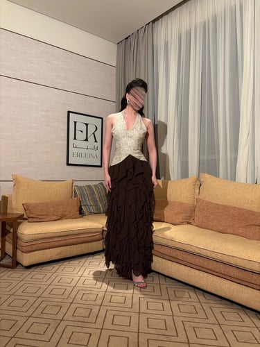 فستان ميجو ترتر بني