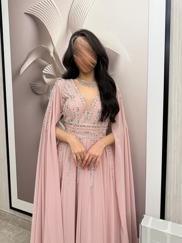 فستان شيفون لحمي سهرة