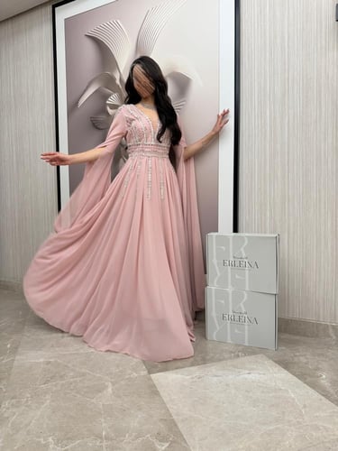 فستان شيفون لحمي سهرة