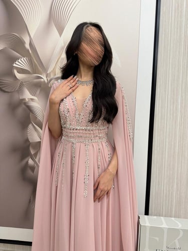 فستان شيفون لحمي سهرة