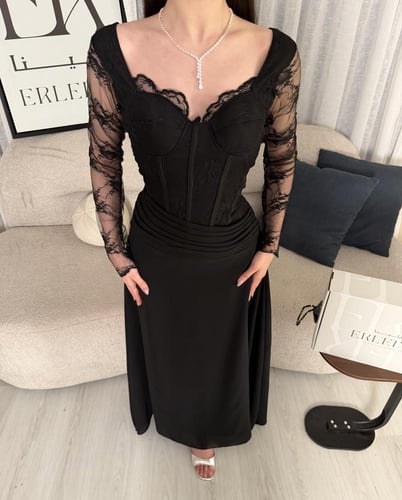 فستان فلورا اسود