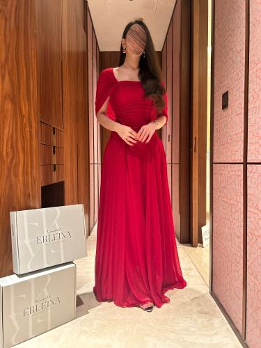 فستان ستريك احمر