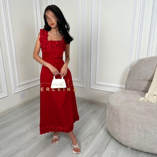 فستان فلور احمر