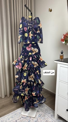 فستان كحلي مشجر طبقات