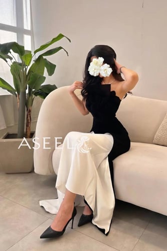 فستان توب ابيض واسود بفيونكه