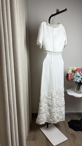 طقم فستان سكري خرز وكلفه ورود