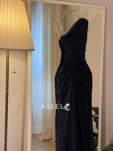 فستان كحلي استرتش لمعة