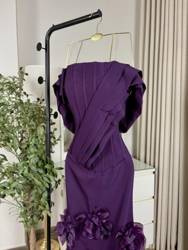 فستان موف باربي مع ورد جازار