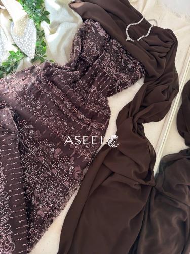 فستان بني ساتر وانيق