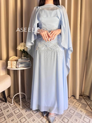 فستان شيفون ناعم طويل قطعتين