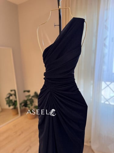 فستان كحلي استرتش لمعة