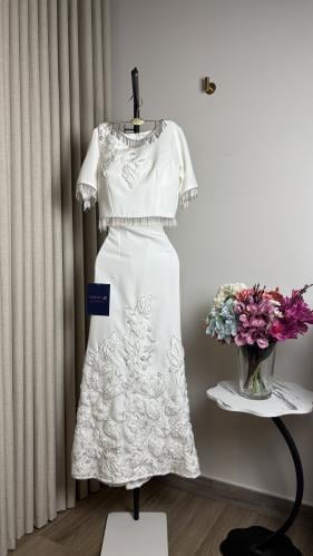 طقم فستان سكري خرز وكلفه ورود