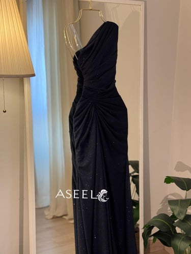 فستان كحلي استرتش لمعة