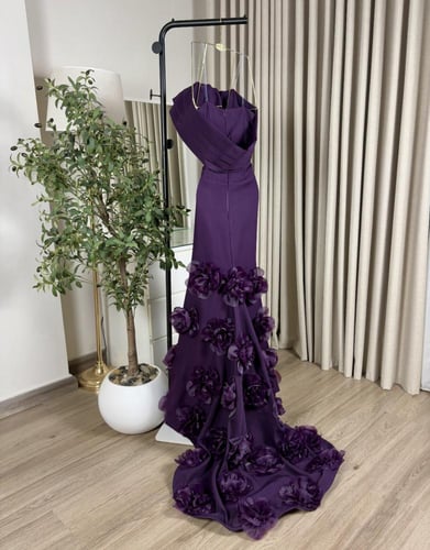 فستان موف باربي مع ورد جازار