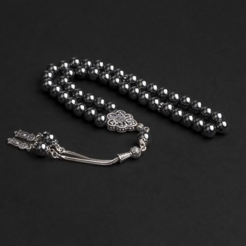 سبحة بحجر الهيماتيت مع شكة فضة 8مل