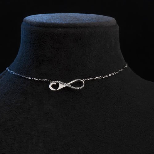 سلسال فضة عيار 925 بتصميم علامة اللانهائية مع القل...