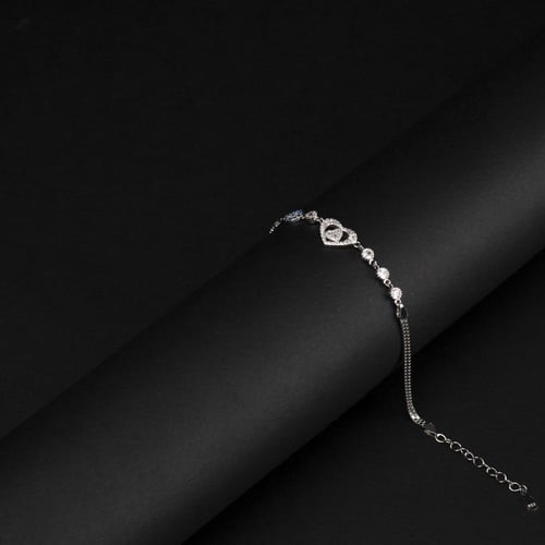 اسوارة فضة نسائي مع تصميم قلوب و احجار مايكرو راقي...