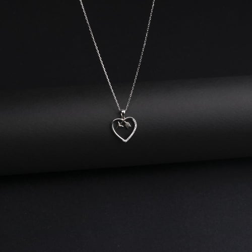 سلسال فضة عيار 925 بتصميم القلب والسهم