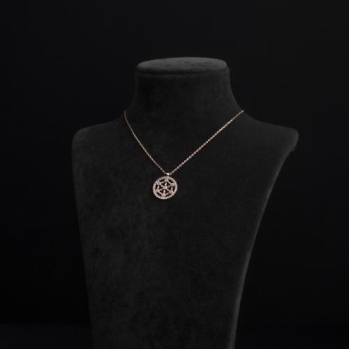 سلسال فضة عيار 925 جولدن روز بتصميم دائري مرصع بأح...