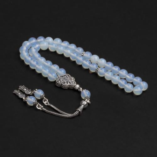 سبحة بحجر أوبال مع شكة فضة 8مل