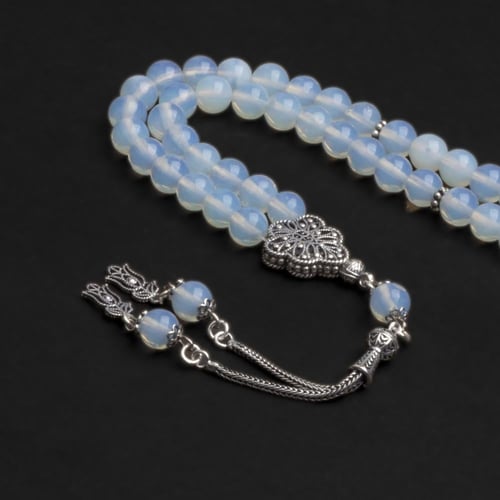 سبحة بحجر أوبال مع شكة فضة 8مل