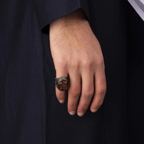 خاتم رجالي فضة استرليني مزين بحجر الموزانيت