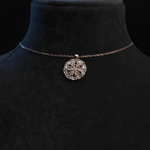 سلسال فضة عيار 925 جولدن روز بتصميم بلورة الثلج