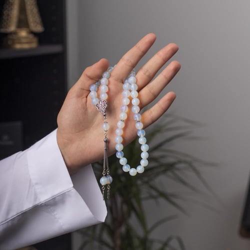 سبحة بحجر اوبال مع شكة فضة 10 مل