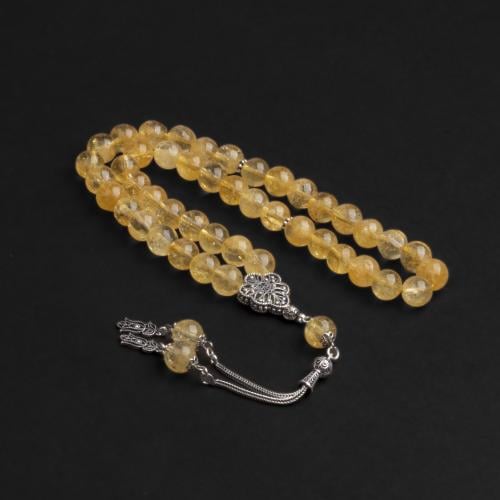 سبحة بحجر السيترين مع شكة فضة 10مل