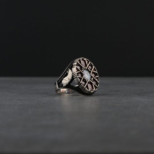 خاتم رجالي فضة استرليني مزين بأحجار زركون مايكرو