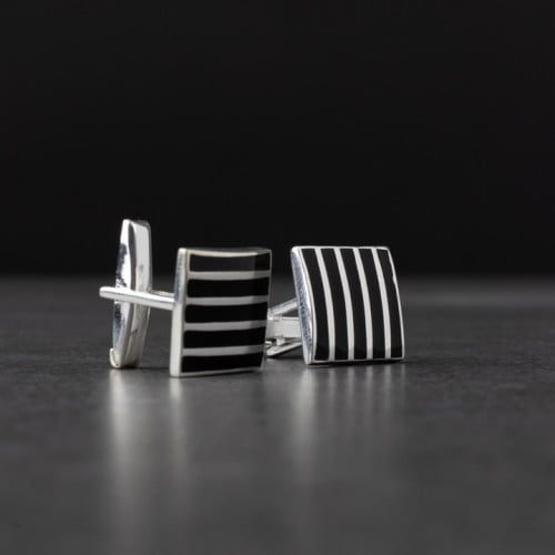 كبك رجالي فضة مع تميم منحوت