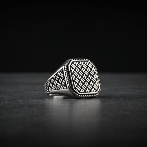 خاتم رجالي فضة استرليني عيار 925 بتصميم سلاسل