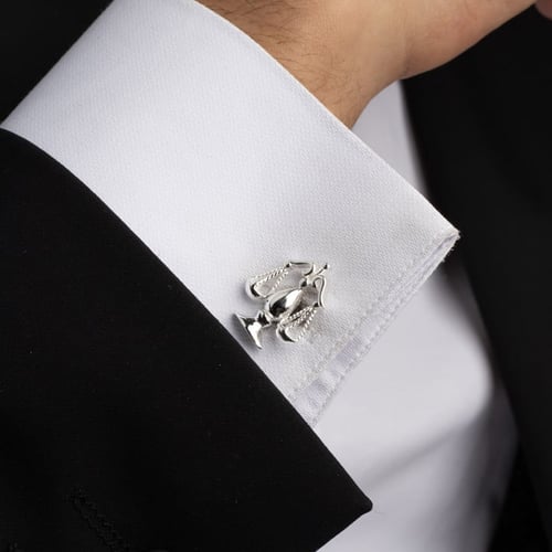 كبك رجالي فضة مع تصميم ميزان