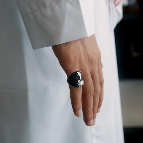 خاتم رجالي فضة استرليني مع تصميم سعودي فخم