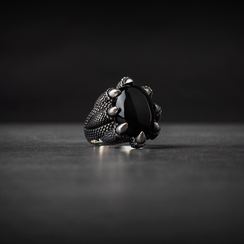 خاتم رجالي فضة استرليني مع تصميم المخالب