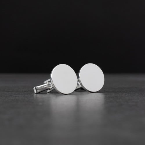 كبك رجالي فضة مع تصميم دائري