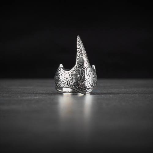خاتم رجالي فضة استرليني ل الإبهام مع نحوتات فخمة