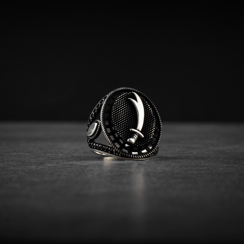 خاتم رجالي فضة استرليني مع تصميم سيف ذو الفقار