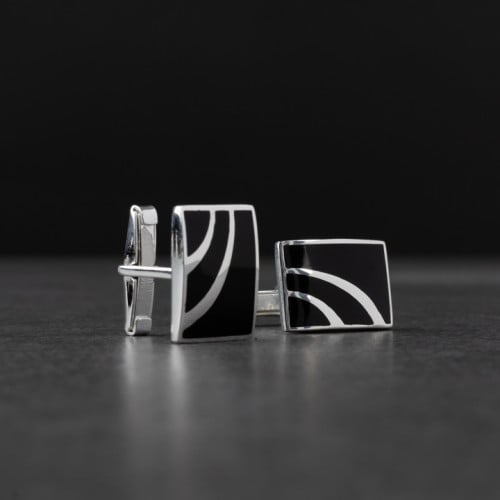 كبك رجالي فضة مع تصميم فخم