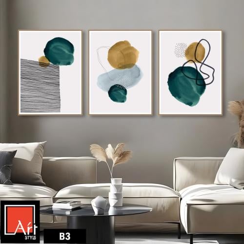 B3 ثلاث لوحات تجريدية بألوان راقية