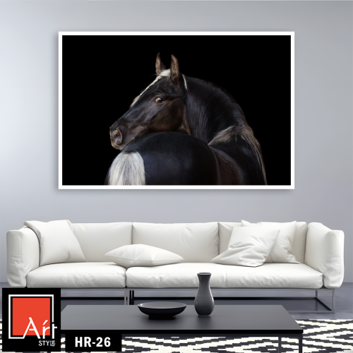 HR26 لوحة فنية معاصرة تصور مؤخرة حصان أسود بعلامة...