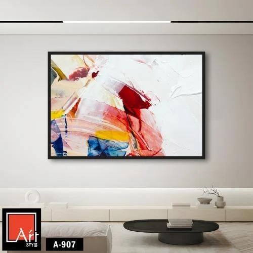 A907 لوحة فنية تجريدية حيوية بألوان زاهية، تصور مز...