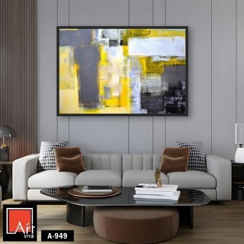 A949 لوحة تجريدية عصرية تتميز بتصميم هندسي بسيط. ت...