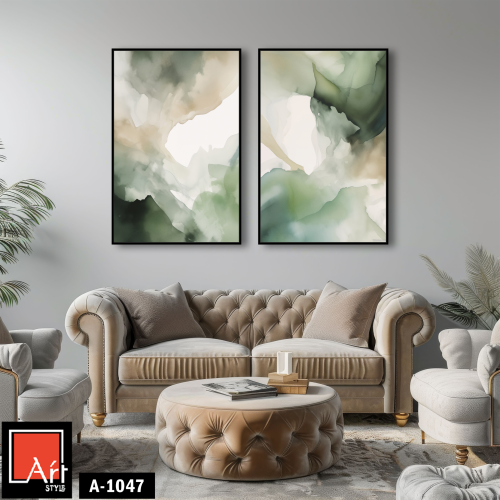A1047 لوحة ثنائية بألوان خضراء هادئة