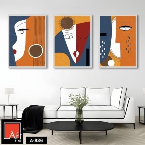 A836 مجموعة لوحات تجريدية تتكون من ثلاث قطع، تصور...