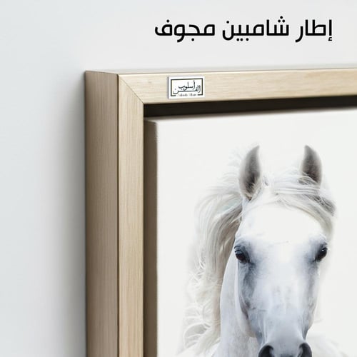 HR96 لوحة فنية معاصرة تصور رأس حصان أبيض ناصع، على...